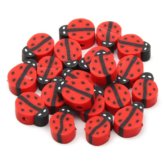 Klei kralen - Polymeer kralen - Lieveheersbeestjes - Kleurrijk - 10mm - 100 stuks