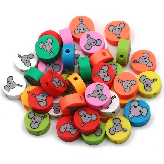 Klei kralen - Polymeer kralen - Olifanten - Kleurrijk - 10mm - 100 stuks
