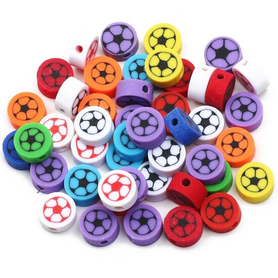 Klei kralen - Polymeer kralen - Voetballen - Kleurrijk - 10mm - 100 stuks