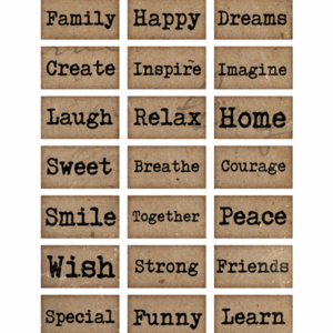 Scrapbook stickers - Woorden - Bruin - Kraft - Vintage - 4-8cm - 27 stuks