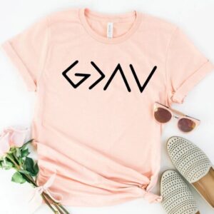 T-shirt - Dames - Roze - Christelijk - God Is Higher Then The Highest And The Lows Teken - Mt M