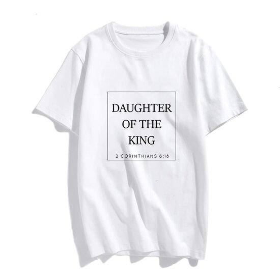 T-shirt - Dames - Wit - Christelijk - Daughter of the King - Mt L