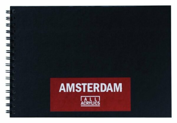Schetsboek - Zwarte Kaft - Ringband Tekenboek - Wit Papier - Kunst- En Schetsboek - Creatief Dagboek - Premium Notitieboek - Amsterdam - A4 - 250 Grams