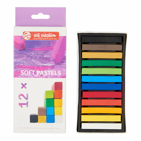 Art Creation Softpastels Set - Pastelkrijt Set - Zachte Krijtpastels - Rijke Pigmenten - Mengbare Kleuren - Voor Portretten & Landschappen - 12 Stuks