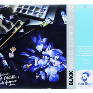 Aquarelpapier - Zwart - Aquarelverf, Waterverf - A4 - 360 grams - Talens - 12 vellen