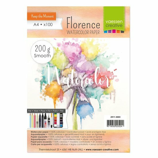 Florence Aquarelpapier - Off White - Gladde Structuur - Waterbestendig - Aquarelpapier voor Kunstenaars - Smooth Florence - A4 - 200 grams - 100 vellen