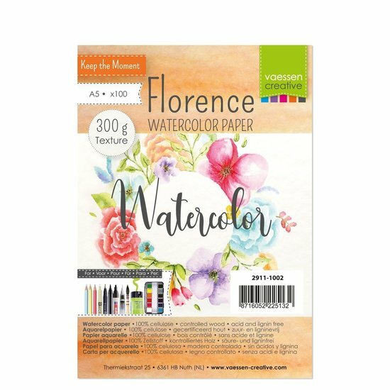 Florence Aquarelpapier - Waterverfpapier - Aquarelblok - Watercolor Paper - Off White - Lichte Structuur - Wateropname en Schaduwwerking - Florence - A5 - 300 grams - 100 vellen
