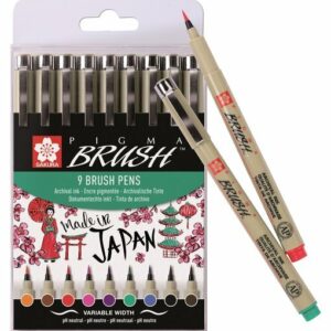 Sakura Pigma Brush pen set 9 kleuren