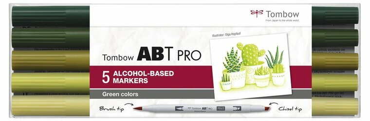 Tombow ABT Pro set Green colors 5 stuks