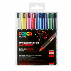 Krijtstift - Fineliner - Universele Marker - Standaard Kleuren - Uni Posca Marker - PC-1MR - 0,7mm - 8 stuks