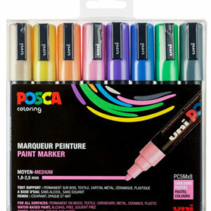 Universele Stift - Pastel Kleuren - Kleuren, Tekenen, Textiel, Papier, Keramiek - 2,5mm - Posca - 8 stuks