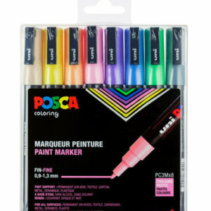 Universele Stift - Fijne Pastelkleuren - Kleuren, Tekenen, Textiel, Papier, Keramiek - 1,5mm - Posca - 8 stuks
