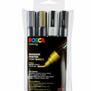 Markers - Permanent Stiften - Zwart, Wit, Goud, Zilver - 1,8-2,5mm - Posca - 4 stuks