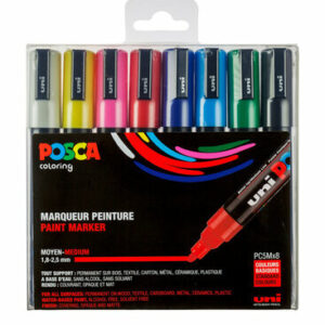 Universele Stift - Standaard Kleuren - Kleuren, Tekenen, Textiel, Papier, Keramiek - 2,5mm - Posca - 8 stuks