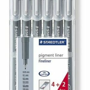 Staedtler set 6 pigment liners zwart