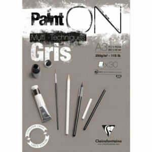 Karton - Mixed Media Blok - Grijs - A3 - 250 grams - ClaireFontaine - 30 vellen