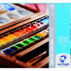 Aquarelpapier - Waterverfpapier - Aquarelblok - Watercolor Paper - Fijne Korrel - Van Gogh - Professioneel Aquarelpapier - Hoge Opname - Structuur voor Diepte - 18x24 cm - 300 grams - 12 vellen