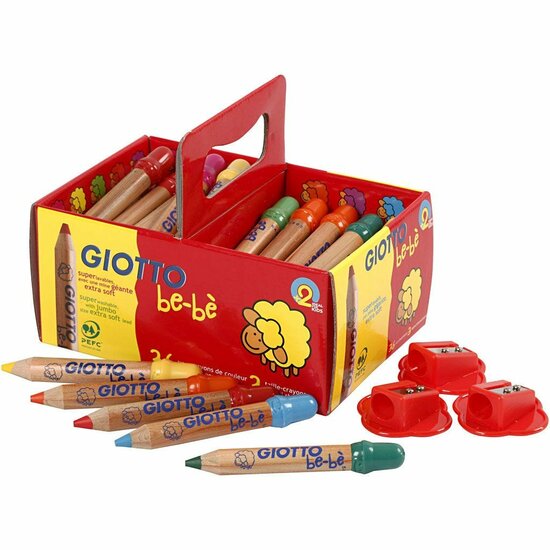 Kleurpotloden - Set Van 36 Stuks - Diverse Kleuren - Extra Dikke Kleurpotloden - Lengte 10,5cm - Ø13mm - Vulling 6mm - Voor Kinderen & Creatieve Kleurrijke Kunstwerken