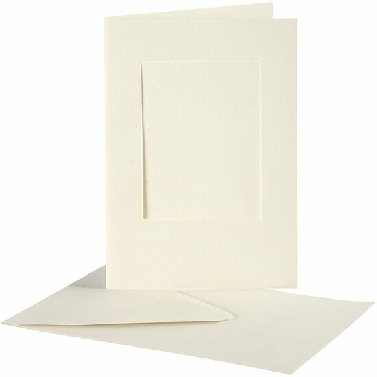 Passepartout Kaarten - Off-White DIY Kaarten - Kaarten met Enveloppen - 10,5x15cm - Rechthoekig - 10 Stuks in 1 Doos