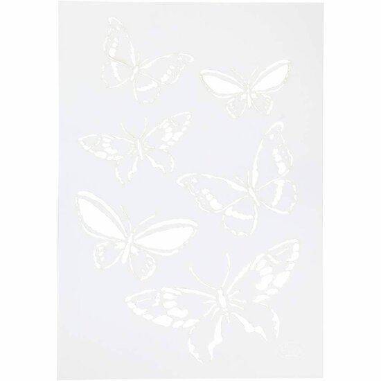 Flexibel Sjabloon - Vlinders Motief - A4 Decoratie Sjabloon - DIY Stencil Voor Knutselen, Kaarten Maken & Scrapbooking - Ideaal Voor Diverse DIY Technieken - Formaat 210x297 mm - 1 Stuk