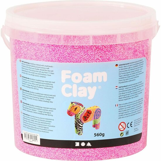 Klei - Neon Roze Boetseerklei - Kinder Klei - Foam Clay - Lichtgewicht Klei - Air Dry Clay - Klei Met Styropor Balletjes - Zelfhardende Klei - 560 gram
