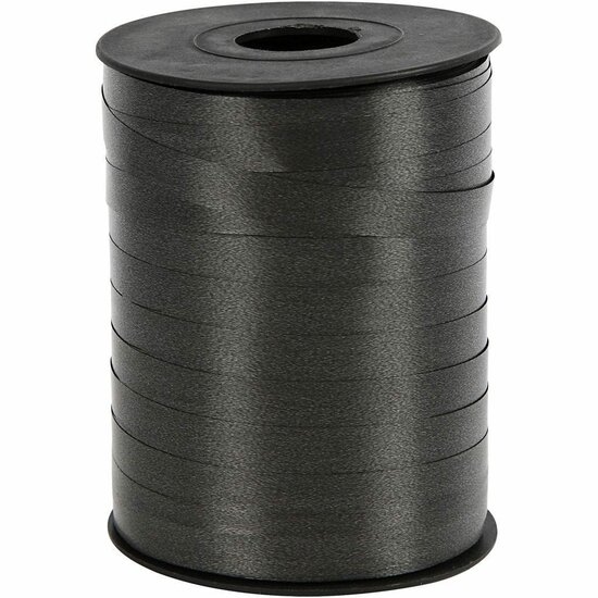 Cadeaulint - Zwart Lint - Glimmend - Geschenkverpakkingslint - Striklint - Krullint - Sierlint - Inpaklint - Cadeaudecoratie - Breedte: 10 mm - Lengte: 250 mtr