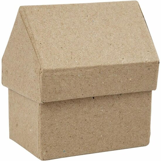 Papier-mâché Huisjes - Set van 4 - 10,5 cm Hoog - 6x8,5 cm - DIY Miniatuur Huisjes om te Schilderen, Versieren & Knutselen