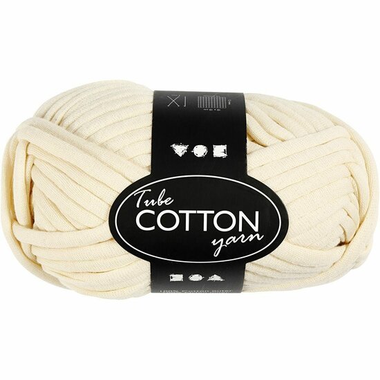 Textielgaren - Borduurgaren - DIY Macramé Garen - Breigaren - Katoengaren - Hobby Garen - Handwerkgaren Voor Creatieve Projecten - Kleur: Off-White - 45m - 100gr - 1 Bol