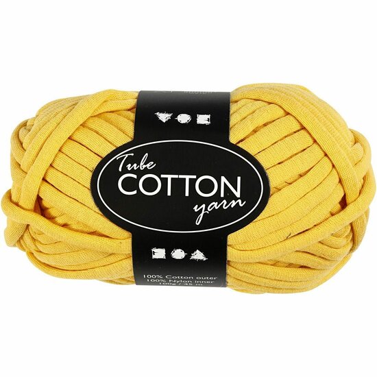 Textielgaren - Katoengaren - Hobby Garen - DIY Breigaren - Haakgaren - Stevig & Duurzaam - Kleur: Geel - Creatief Garen Voor Handwerk & Knutselen - 45m - 100gr - 1 Bol