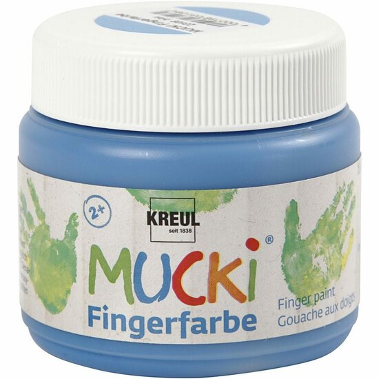 Vingerverf - Blauw - Kreul Mucki - 150ml - Kindvriendelijk - Duurzaam - Waterbasis - Perfect voor Creatieve Activiteiten