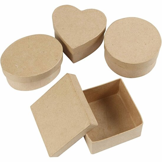 Medium Dozen - Ronde Kartonnen Dozen - Cadeau Dozen - Knutseldozen - Bewaardozen - Opbergdozen - DIY Verpakkingen - H 5 cm - D 10-12 cm - 4 Stuks