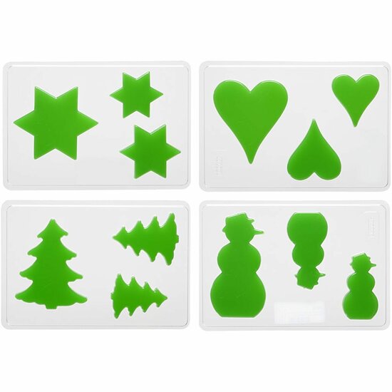 Gietmal - Kerst Thema - Transparante Siliconen Gietmallen - Geschikt voor Hars, Gips, Epoxy, Zeep Gieten & Chocolade Maken - Kerstfiguren in 3 Maten - Set van 4 Stuks - Hittebestendig tot 80°C