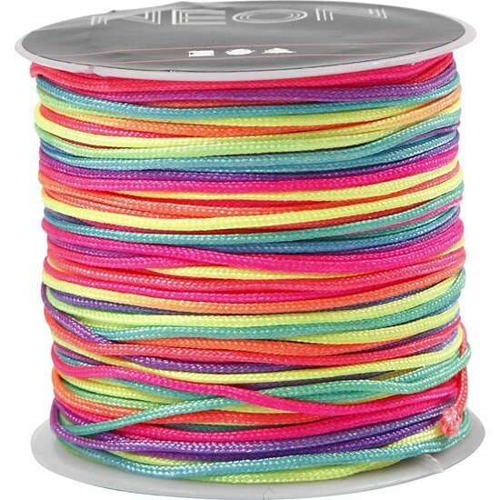 Macramekoord - Nylonkoord - Neon Kleuren - DIY Macrame Koord - Creatieve Hobby Koord - Decoratief Koord Voor Handwerk - Diameter 1mm - Lengte 28m - 1 Rol