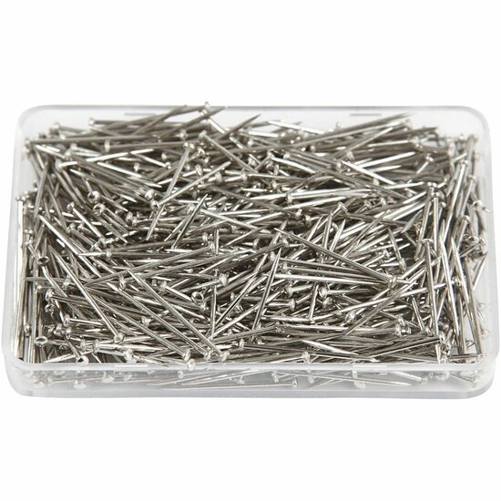 Kopspelden - Zilveren DIY Naaiaccessoires - Metalen Spelden Voor Handwerk & Kleding - Stevig en Duurzaam - Creatieve Spelden Voor DIY Projecten - Lengte 16 mm - Ø 0,65 mm - Gewicht 25 gram per verpakk