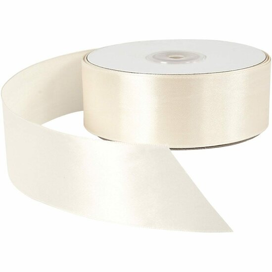 Satijnlint Crème - Luxe Glanzend Lint - Decoratief Lint Voor Cadeaus & Knutselen - Brede Rol Satijnlint Voor DIY, Hobbymaterialen & Bruiloften - 38 mm Breed - 50m Op Rol