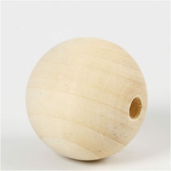 Houten Kralen - Grote Blanco Houten Kralen - DIY Sieraden Maken, Knutselen & Decoreren - Onbewerkte Natuurkralen - Diameter Ø40mm - Gatgrootte 7mm - Set van 6 Stuks