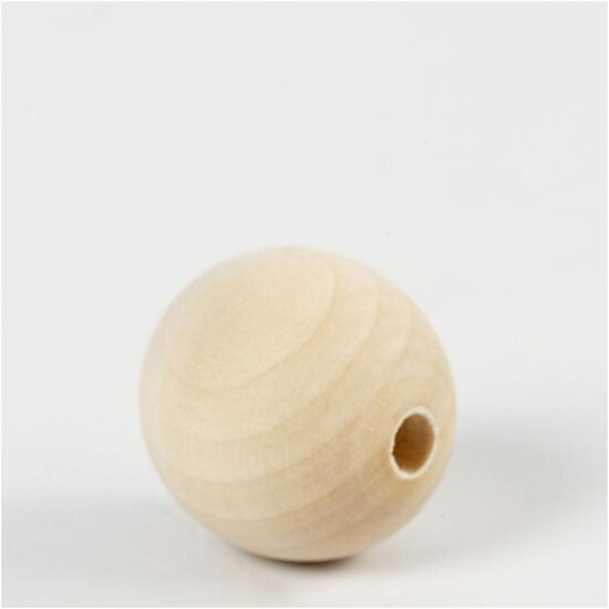 Houten Kraal - Grote Blanco DIY Kralen Van Hout - Onbewerkte Kralen Voor Sieraden Maken - Geschikt Voor Creatieve Projecten - Diameter 30 mm - Gatgrootte 5 mm - Set van 4 Stuks