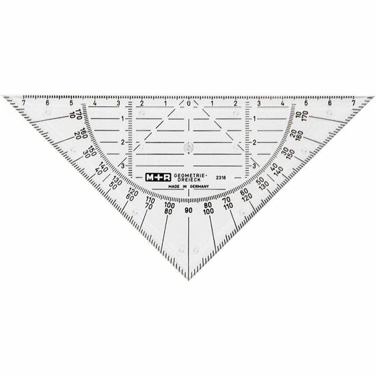 Geodriehoek - Transparante Kunststof Liniaal - 16 cm - Driehoekige Gradenboog met Gradenverdeling, Centimetermaat & Rasterlijnen - Perfect voor School, Technisch Tekenen & Kantoorbenodigdheden