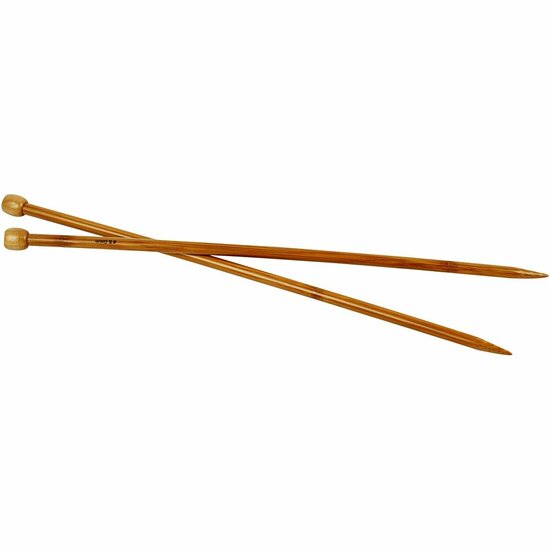 Breinaalden - Bamboe Breinaalden - Houten Breinaalden - Lange Breinaalden Met Knop - 8 mm - 35cm - 1 Paar