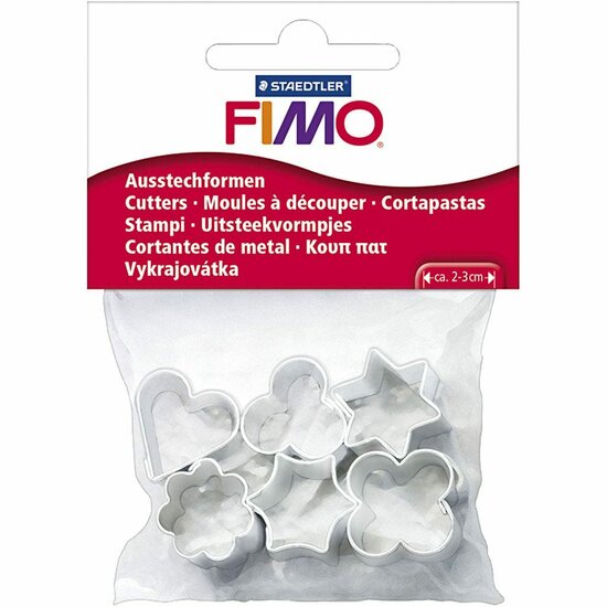 FIMO® Uitsteekvormen - Sterren - Bloemen - Hartje - Klei Vormpjes - Koekjes Vormen - Metaal - 6 stuks