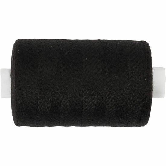Naaigaren - Zwart - 100% Katoen - DIY Hobby Garen Voor Naaien En Decoreren - Lengte 1000m - 1 Rol