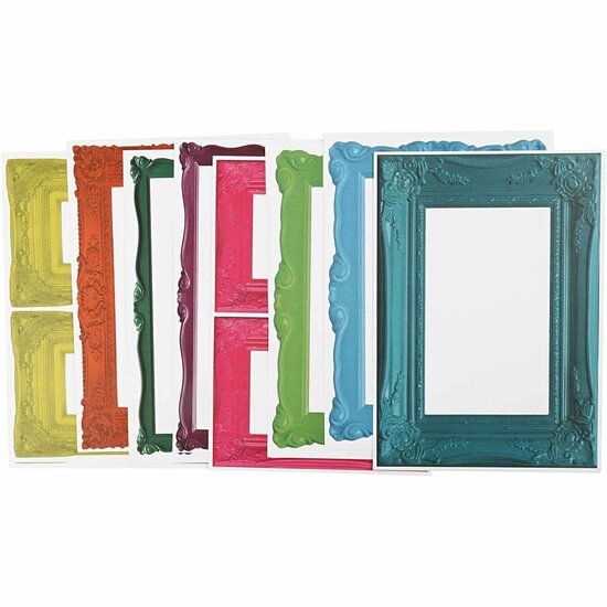 Lijsten - Sterke Kleuren Lijsten - Decoratieve Lijsten - DIY Lijsten Voor Foto's - Creatieve Decoratieve Lijsten - Formaat 26,2x18,5cm - Set Van 16 Diverse Vellen