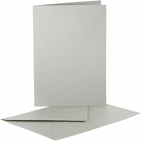 Kaarten En Enveloppen - Kaartenset - Dubbelzijdige Kaarten - DIY - Kaarten Maken - Zilverkleurig Parelmoer - A6 - Kaart: 10,5x15 cm - 230 Grams - Envelop: 11,5x16,5 cm - 10 Sets
