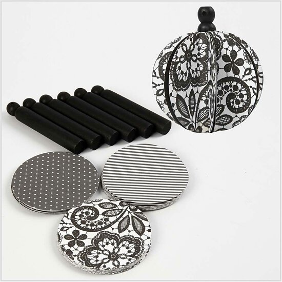 Design ornamenten, d 8,5 cm, 180 gr, 6 stuk/ 1 doos