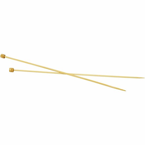 Breinaalden - Bamboe Breinaalden - Houten Breinaalden - Lange Breinaalden Met Knop - 4 mm - 35cm - 1 Paar