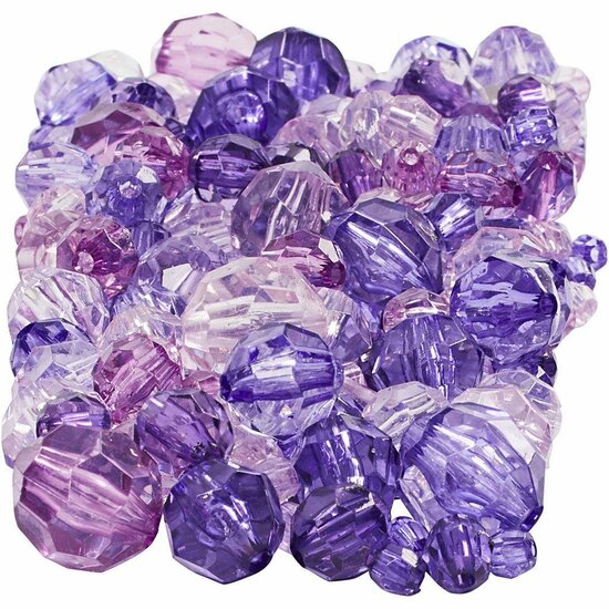 Facet Kralen – Paarse Kralen – Kristallen Kralen – Doorzichtige Kralen – DIY Sieraden – Geslepen Kralen – Hobby Kralen – Kralen Voor Sieraden Maken – 4–12mm – Paars – 250 Gram