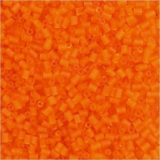 Rocailles 2-cut, transparant oranje, d 1,7 mm, afm 15/0 , gatgrootte 0,5 mm, 500 gr/ 1 zak