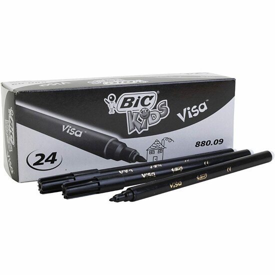 Visa Fijne Marker - Zwarte Marker - Permanent Marker - Lijndikte 0,7 mm - Hobby Marker - DIY Tekenen Marker - Voor Papier En Karton - Knutselmarker - Set van 24 Stuks