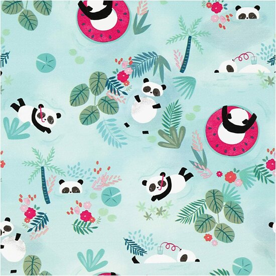 Inpakpapier Panda - Kinder Cadeaupapier - Feestelijk Inpakpapier - DIY Geschenkpapier - Dierenthema Papier - Eco Inpakpapier - Luxe Cadeaupapier - B 70 cm - 10 m - 1 Rol