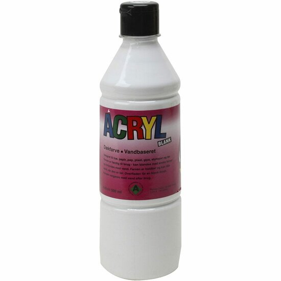 Acrylverf - Witte Verf - Acrylaatverf - Acrylic paint - Hobbyverf - Knutselen en Verven - Sneldrogend - Dekkende Acrylverf voor Canvas, Papier & Textiel - 500 ml